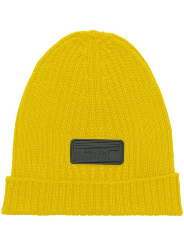 Prada logo-appliqué wool beanie