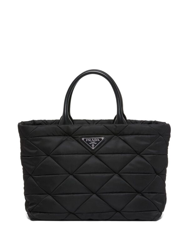 Prada triangle-logo quilted tote bag
