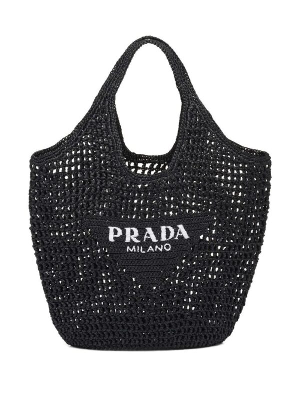 Prada interwoven logo tote bag