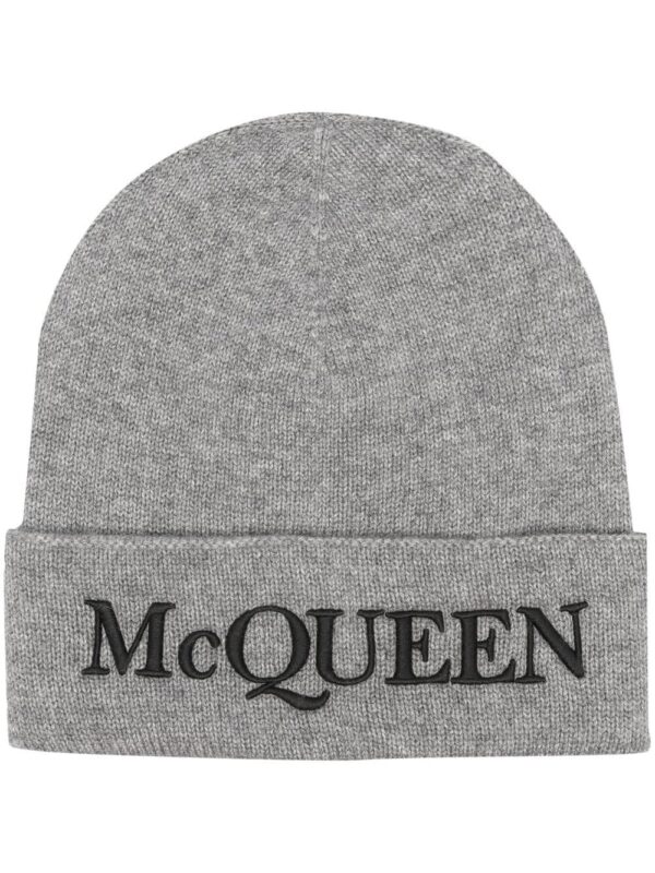 Alexander McQueen embroidered-logo ribbed beanie