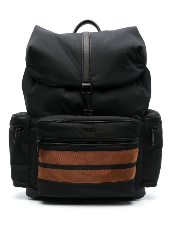 Zegna stripe-trim backpack