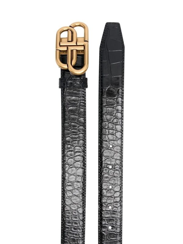 Balenciaga  Reversible crocodile-embossed leather belt - Image 2
