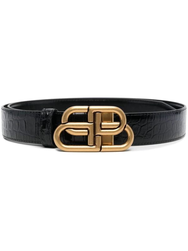 Balenciaga  Reversible crocodile-embossed leather belt