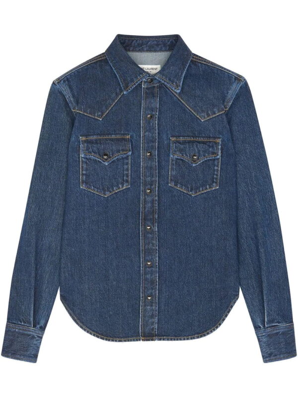 Saint Laurent  curved-hem denim shirt