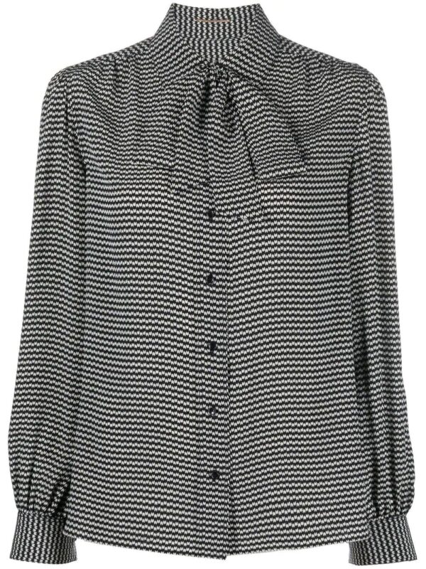 Saint Laurent  geometric-print pussy-bow shirt