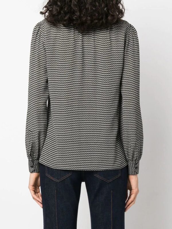Saint Laurent  geometric-print pussy-bow shirt - Image 4