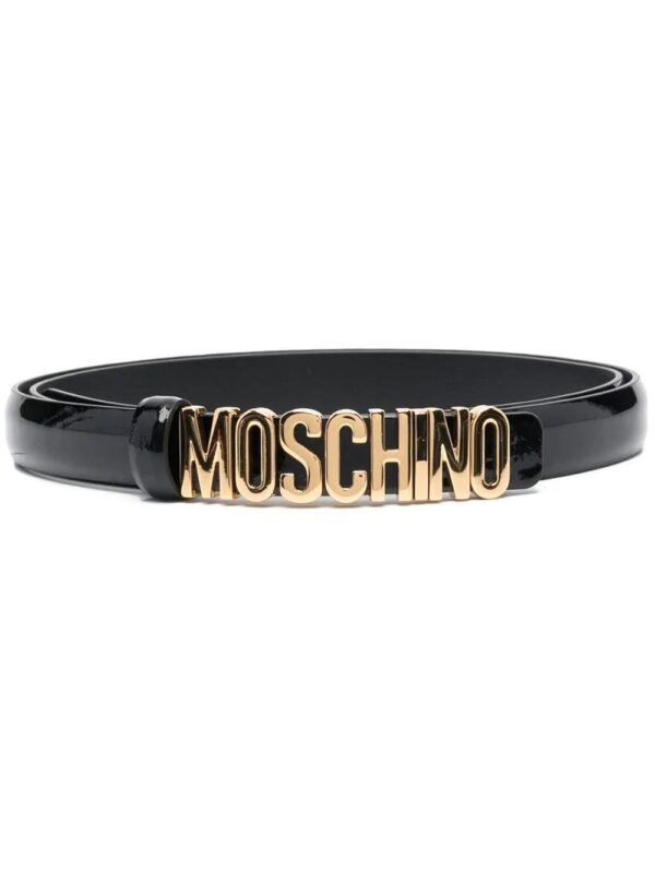 Moschino  logo-plaque leather belt
