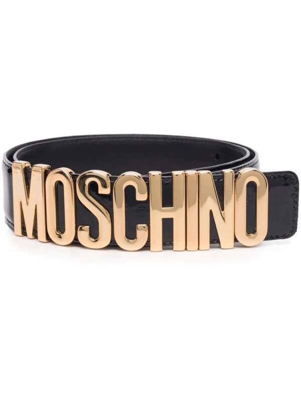 Moschino  logo-plaque leather belt