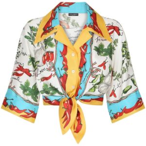 Dolce & Gabbana  vegetable print knot cropped shirt