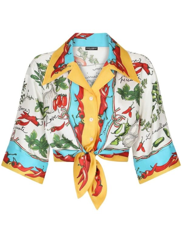 Dolce & Gabbana  vegetable print knot cropped shirt
