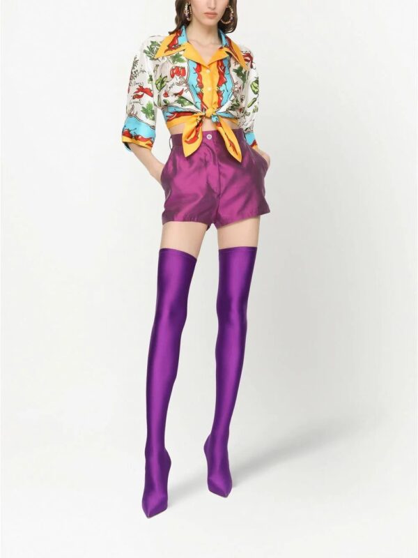 Dolce & Gabbana  vegetable print knot cropped shirt - Image 3