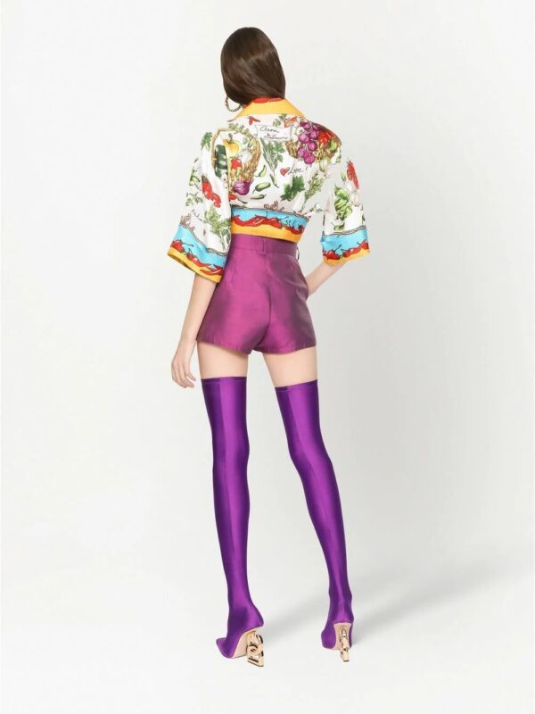 Dolce & Gabbana  vegetable print knot cropped shirt - Image 4