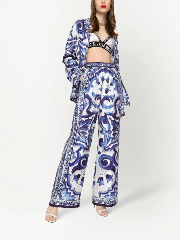 Dolce & Gabbana  Majolica-print belted silk shirt - Image 2