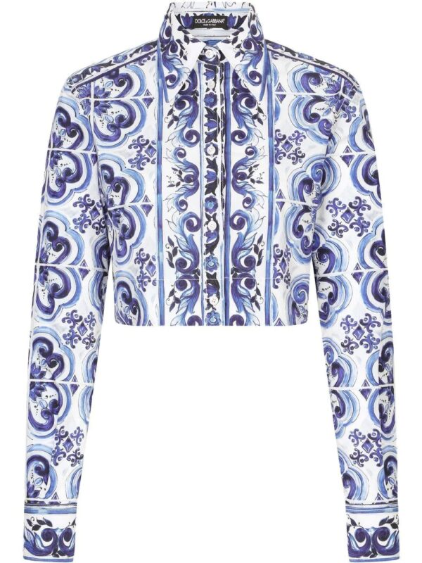 Dolce & Gabbana  Majolica-print cropped shirt