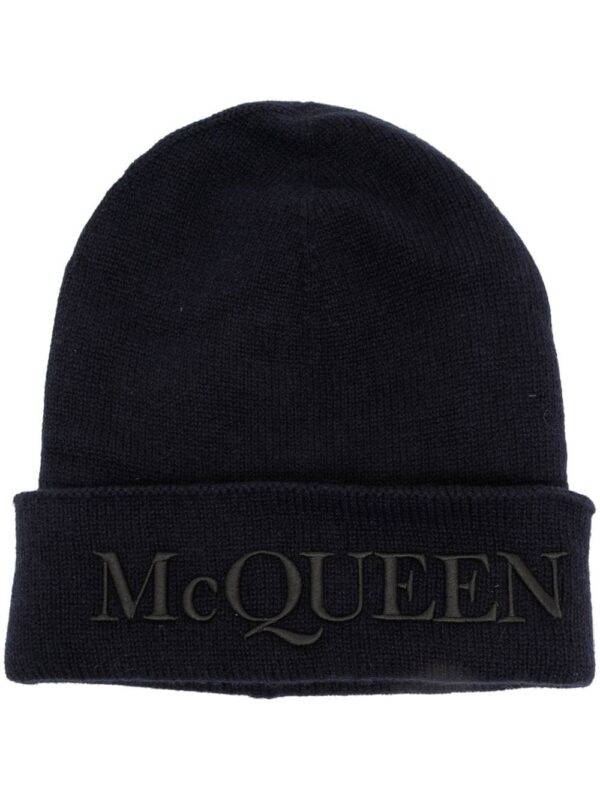 Alexander McQueen logo-print cashmere beanie