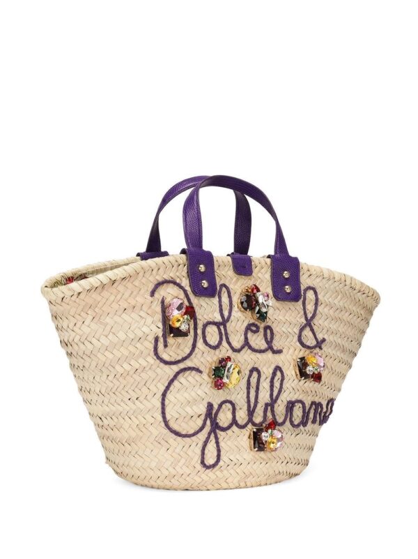 Dolce & Gabbana Kendra embroidered woven basket bag - Image 3