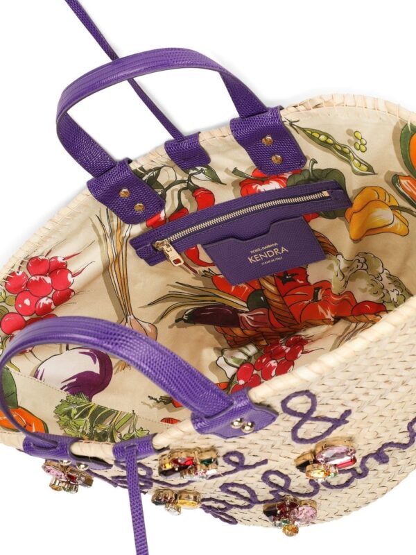 Dolce & Gabbana Kendra embroidered woven basket bag - Image 4