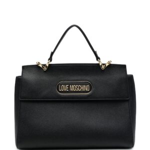 Moschino logo-plaque grained tote bag