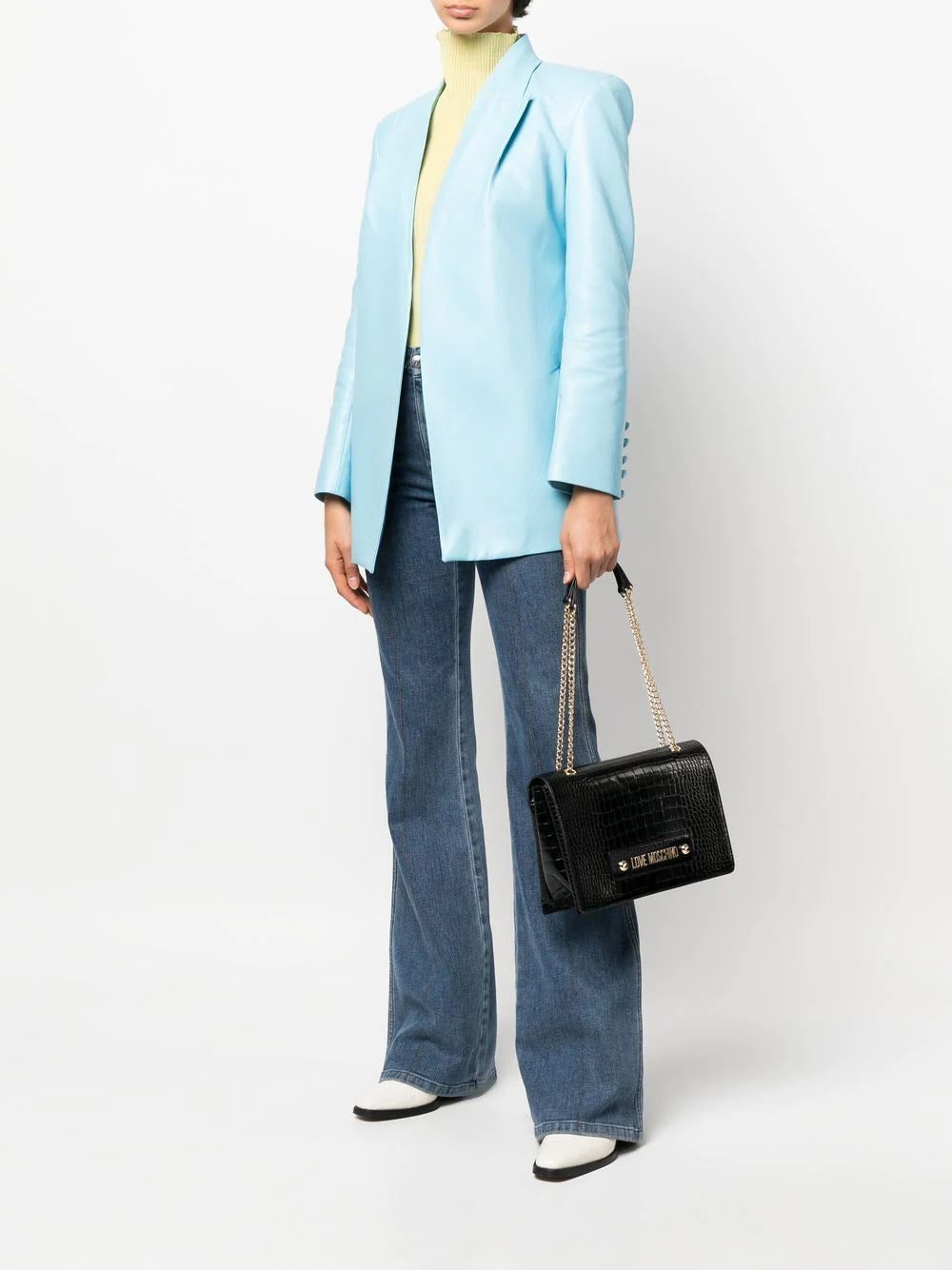 Moschino logo-embellished croc-effect shoulder bag - Image 2