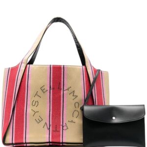 Stella McCartney striped logo-print tote bag