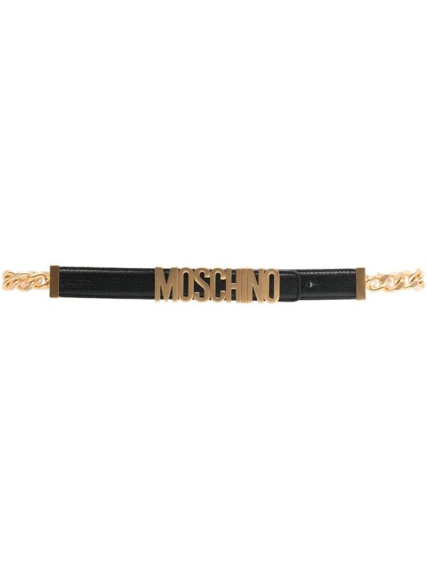 Moschino  logo-plaque leather belt