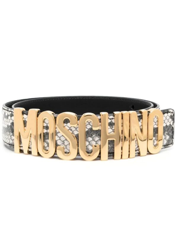 Moschino  snakeskin-effect logo leather belt