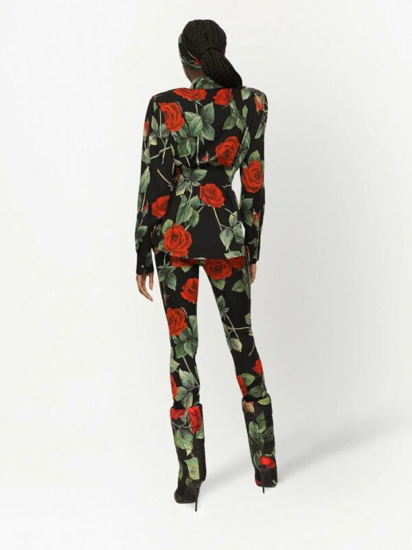 Dolce & Gabbana  shoulder-pad rose-print shirt - Image 4