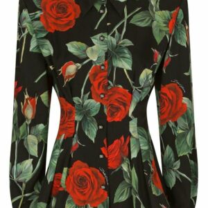Dolce & Gabbana  shoulder-pad rose-print shirt
