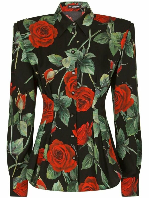 Dolce & Gabbana  shoulder-pad rose-print shirt