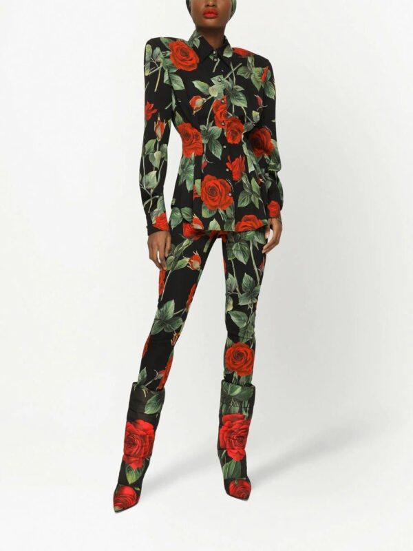 Dolce & Gabbana  shoulder-pad rose-print shirt - Image 3