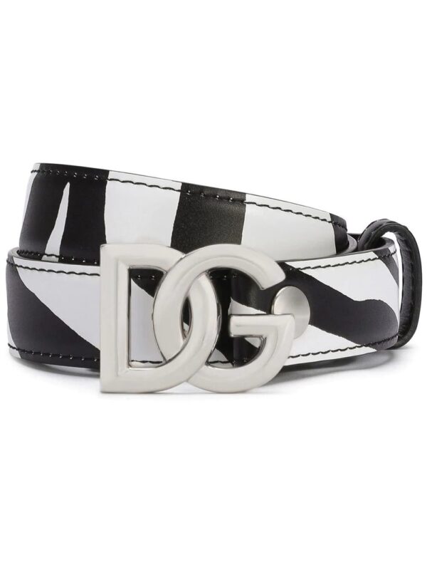 Dolce & Gabbana  logo-buckle zebra-print leather belt