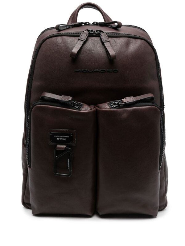 PIQUADRO logo-plaque detail backpack