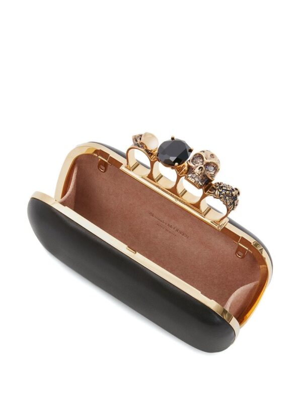 Alexander McQueen leather Skull Four-Ring clutch bag - Image 4