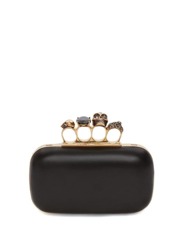 Alexander McQueen leather Skull Four-Ring clutch bag