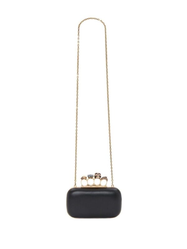 Alexander McQueen leather Skull Four-Ring clutch bag - Image 5