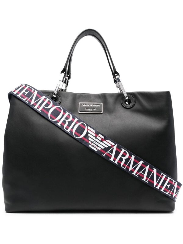 Emporio Armani logo-plaque leather tote bag