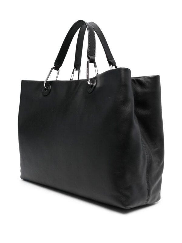 Emporio Armani logo-plaque leather tote bag - Image 4