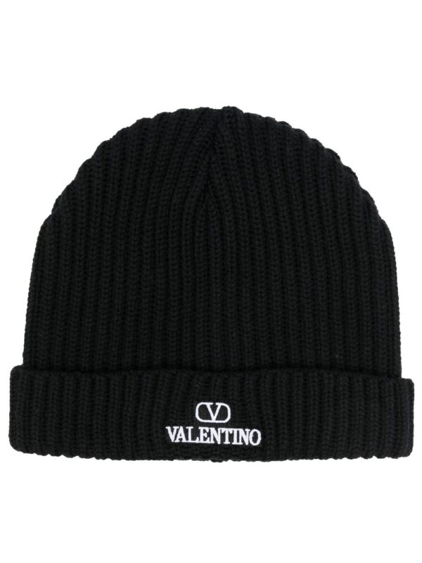 Valentino Garavani VLogo-embroidered ribbed wool beanie