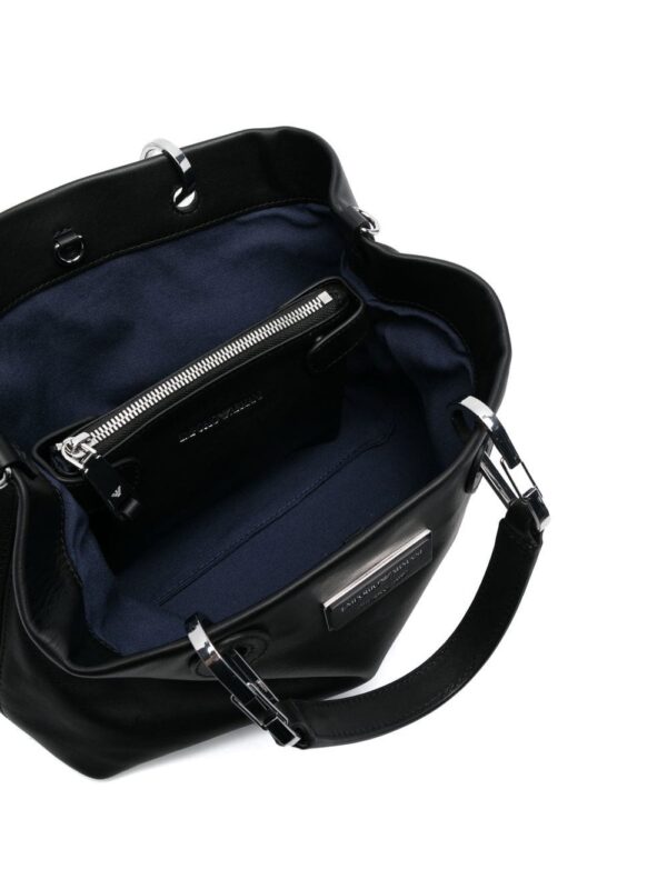 Emporio Armani logo-plaque leather tote bag - Image 5