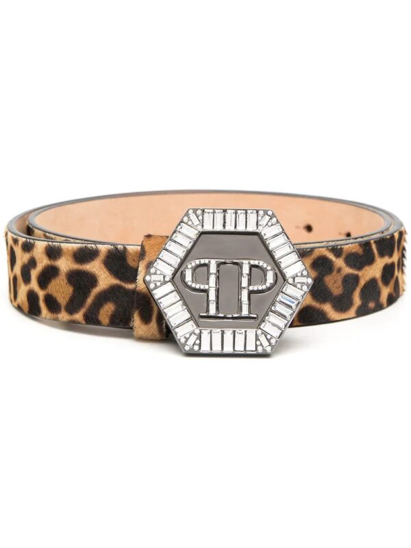 Philipp Plein  Hexagon leopard-print belt