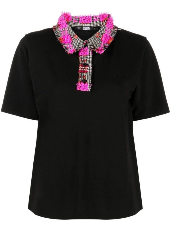 Karl Lagerfeld  bouclé-collar polo shirt