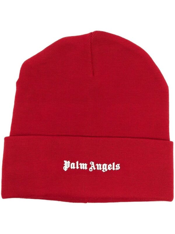 Palm Angels logo-print knitted beanie