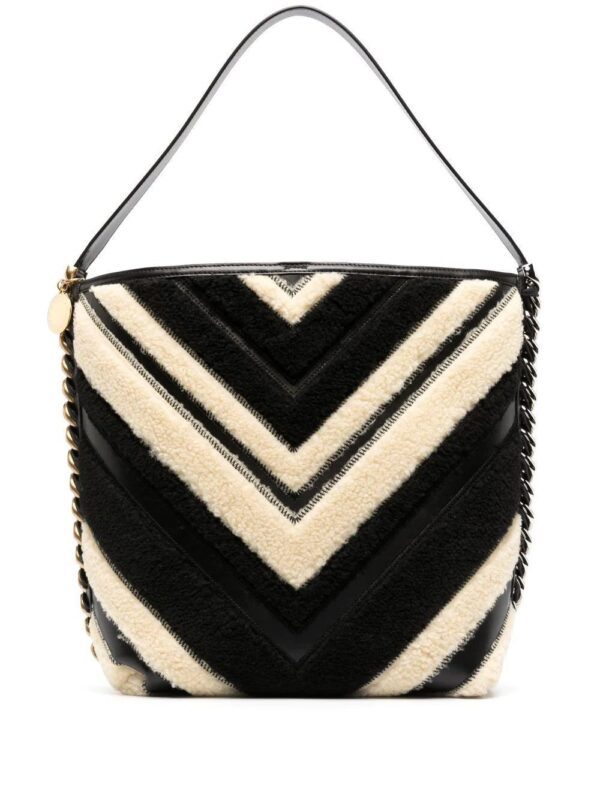 Stella McCartney chevron-pattern faux-fur tote bag