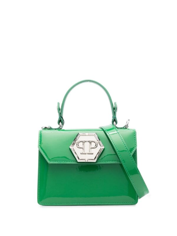 Philipp Plein logo-plaque patent-leather handbag