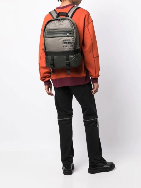 Armani Exchange panelled logo-print backpack - Image 2