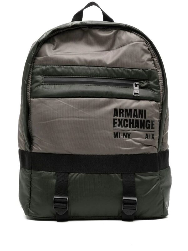Armani Exchange panelled logo-print backpack