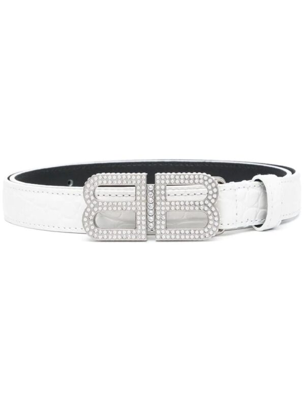 Balenciaga  crystal-embellished logo-buckle belt