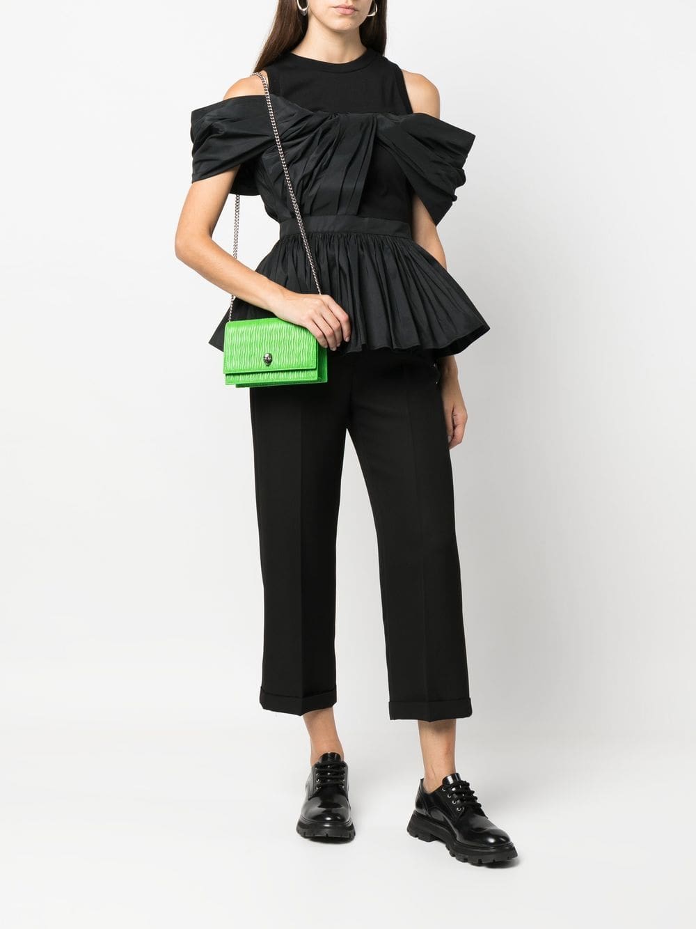 Alexander McQueen skull-stud pleated leather bag - Image 2