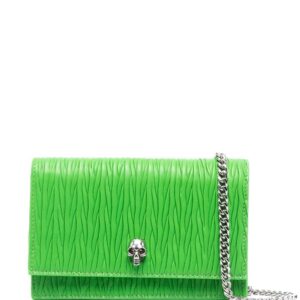 Alexander McQueen skull-stud pleated leather bag