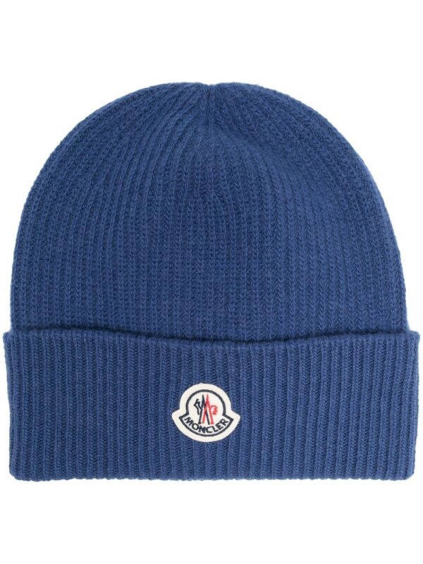 Moncler logo-patch beanie hat
